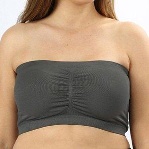Plus Size Padded Bandeau Bra Gray